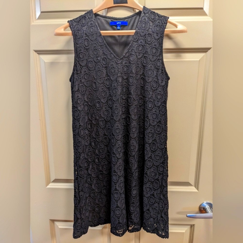 Apartment 9 Black Lace Sleeveless Tunic Dress -size large